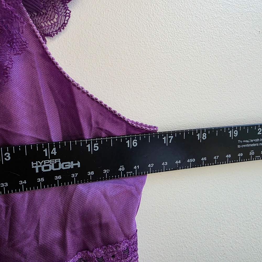 Vintage 70s Vanity Fair Babydoll Purple Nylon Nightgown Lace Ruffle Maxi Medium - Picture 4 of 6